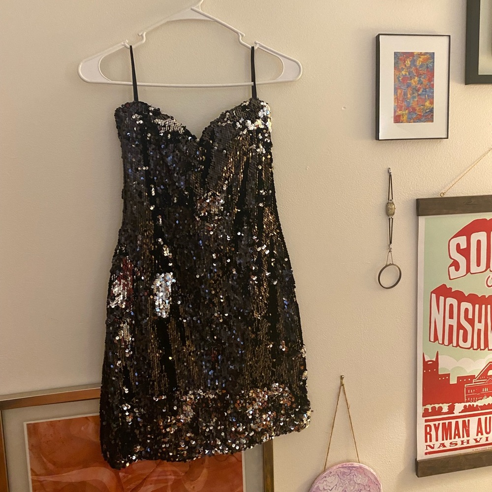 NYE silver and black Sequin dress